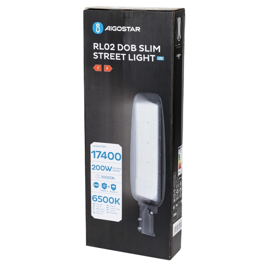 Aigostar - Φωτιστικό δρόμου SLIM LED/200W/230V 6500K IP65