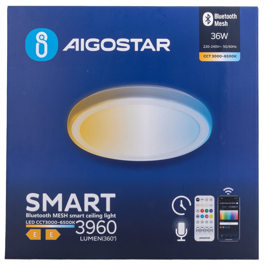 Aigostar - Ρυθμιζόμενο φωτιστικό οροφής MESH LED/36W/230V 3000-6500K διάμ. 49,5 εκ. + τηλεχειριστήριο