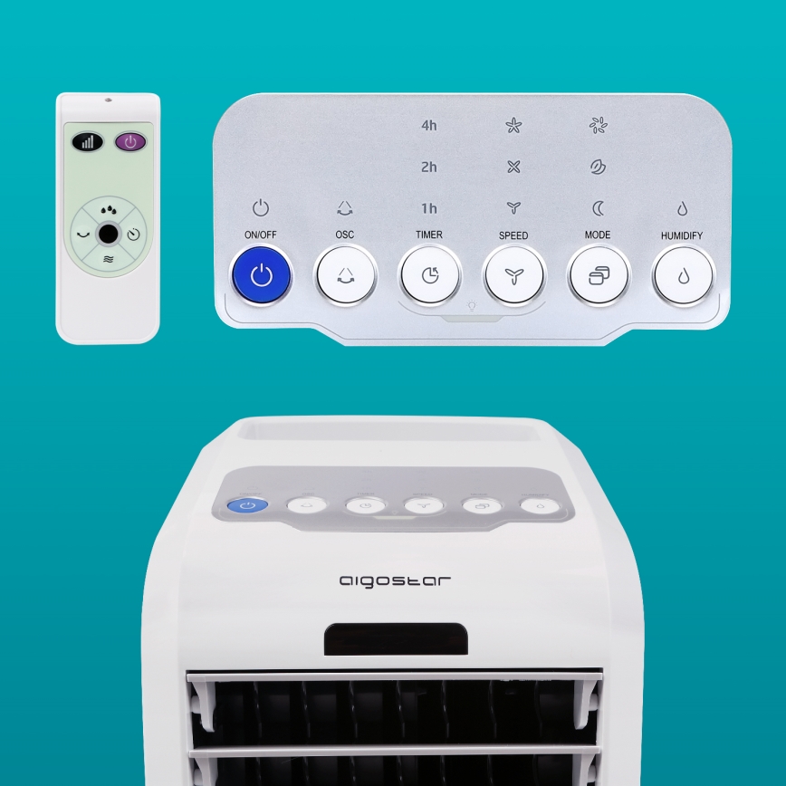 Aigostar - Φορητό κλιματιστικό air cooler 55W/230V λευκό + τηλεχειριστήριο