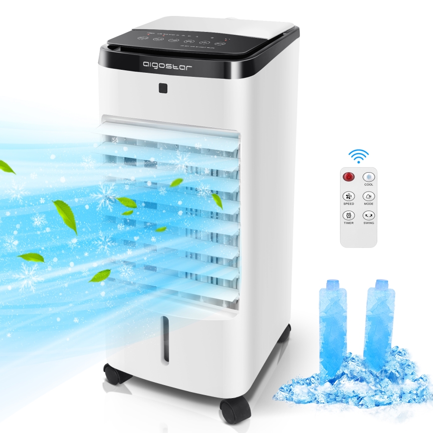 Aigostar - Φορητό κλιματιστικό air cooler 60W/230V λευκό/μαύρο + τηλεχειριστήριο