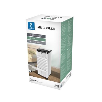 Aigostar - Φορητό κλιματιστικό air cooler 60W/230V λευκό/μαύρο + τηλεχειριστήριο