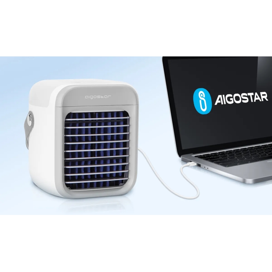 Aigostar - Φορητός ψύκτης αέρα 8W/5V, λευκό