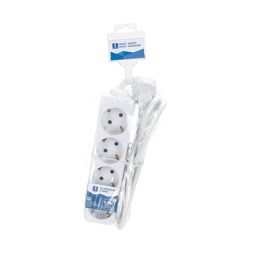 Aigostar - Καλώδιο προέκτασης 4Z Type F 1,5m λευκό SCHUKO