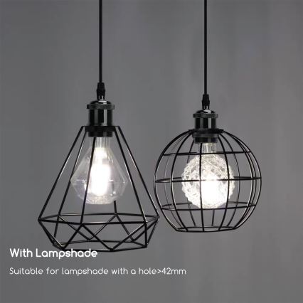 Aigostar - Καλώδιο τροφοδοσίας 1xE27/60W/230V ανθρακί