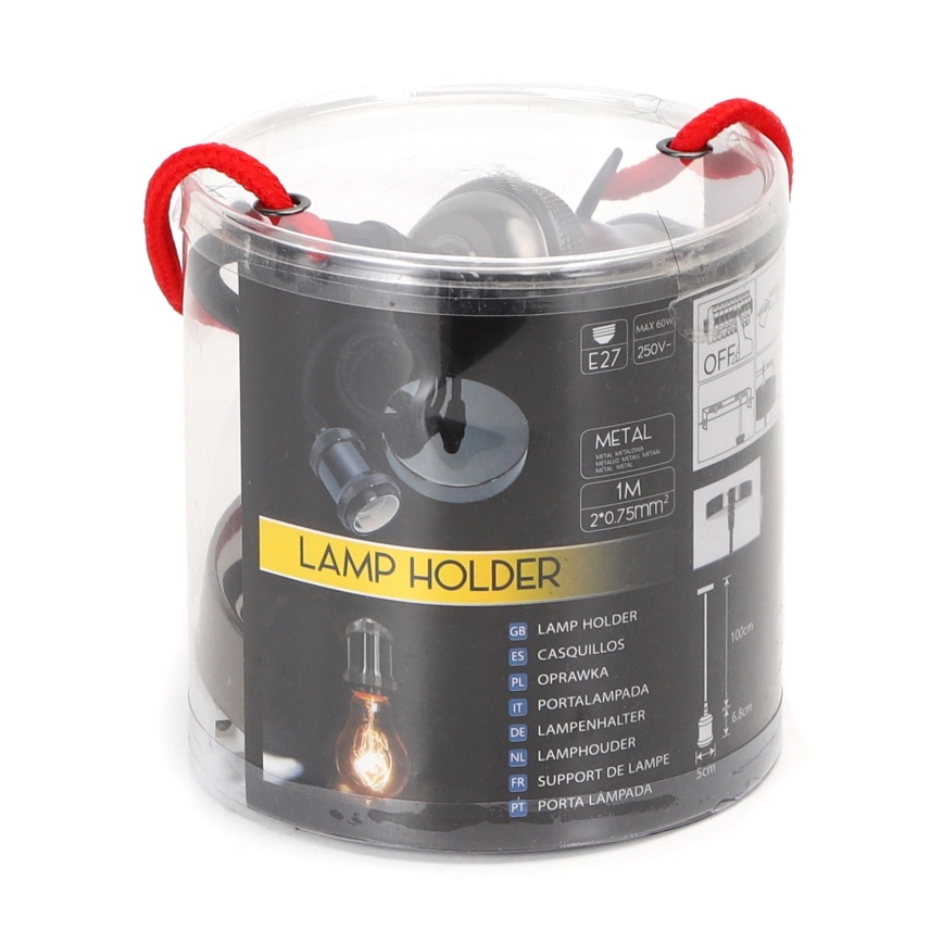 Aigostar - Καλώδιο τροφοδοσίας 1xE27/60W/230V ανθρακί