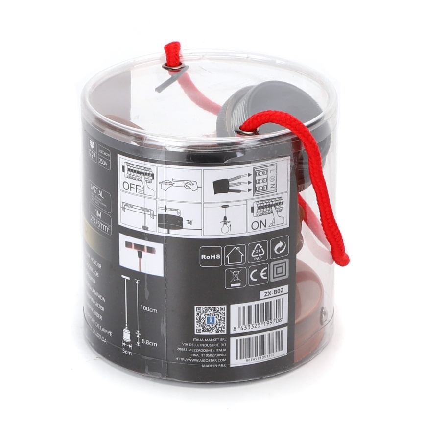 Aigostar - Καλώδιο τροφοδοσίας 1xE27/60W/230V από χαλκό