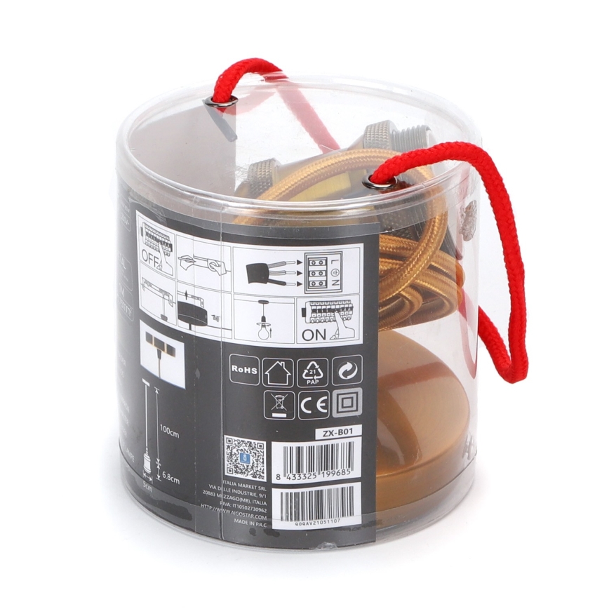 Aigostar - Καλώδιο τροφοδοσίας 1xE27/60W/230V χρυσό