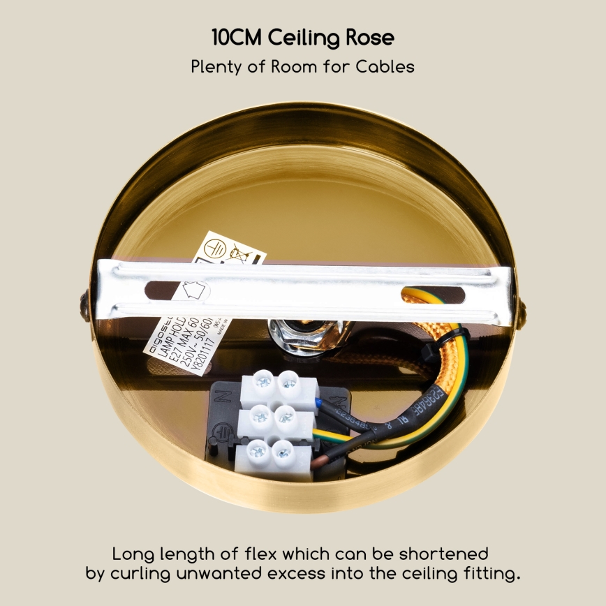 Aigostar - Καλώδιο τροφοδοσίας 1xE27/60W/230V χρυσό