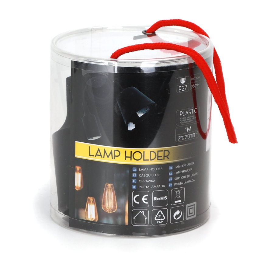 Aigostar - Καλώδιο τροφοδοσίας 1xE27/60W/250V μαύρο