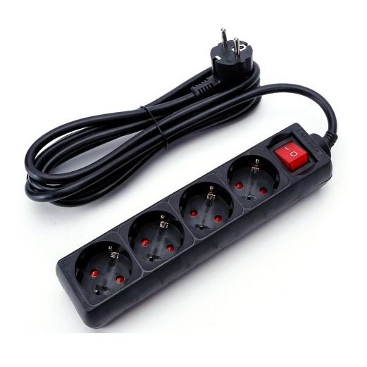 Aigostar - Καλώδιο επέκτασης με διακόπτη 4Z 3μ SCHUKO μαύρο