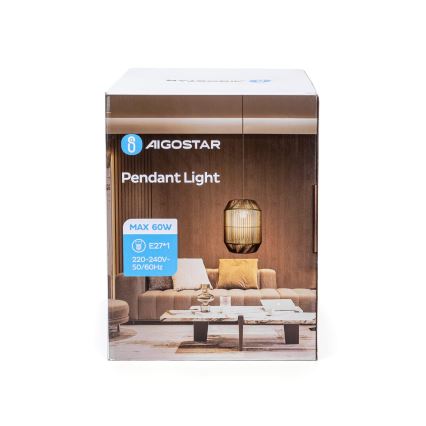 Aigostar - Κρεμαστό φωτιστικό με καλώδιο, 1xE27/60W/230V, μαύρο, διάμ. 23 εκ.