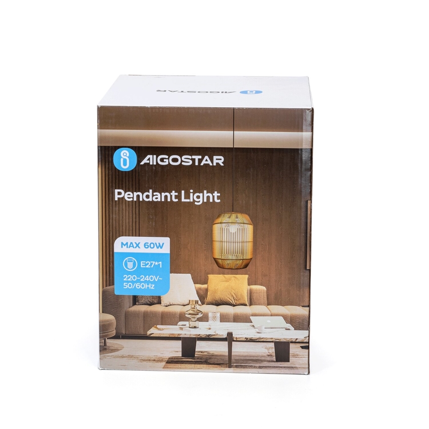 Aigostar - Κρεμαστό φωτιστικό οροφής 1xE27/60W/230V μπεζ