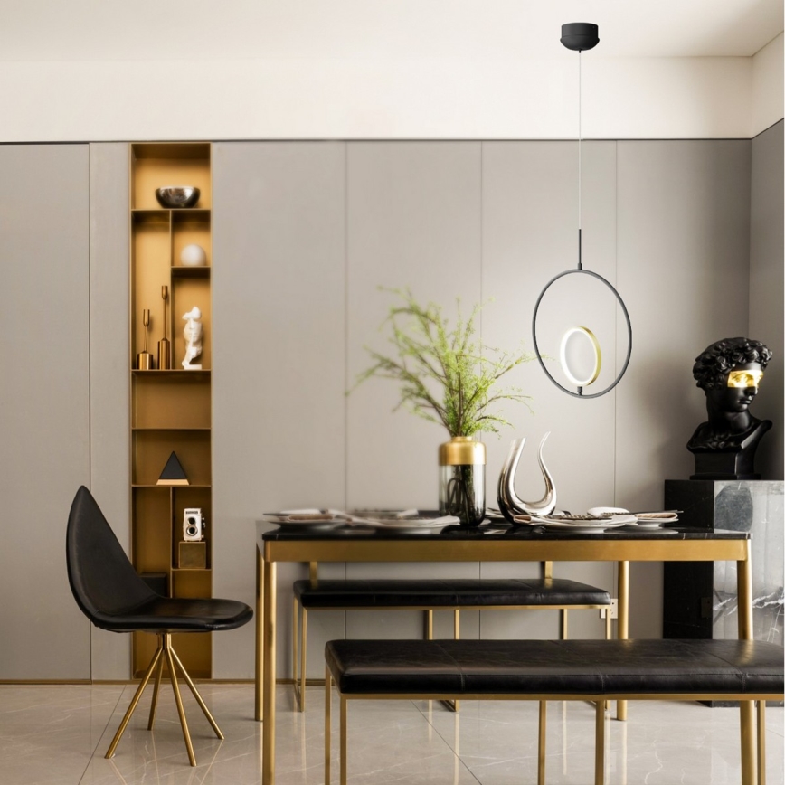 Aigostar -  Κρεμαστό φωτιστικό οροφής LED LED/15W/230V 2700K μαύρο/χρυσό