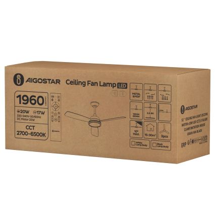 Aigostar - Ρυθμιζόμενος LED οροφής ανεμιστήρας LED/20W/230V 2700-6500K 132εκ καφέ + τηλεχειριστήριο