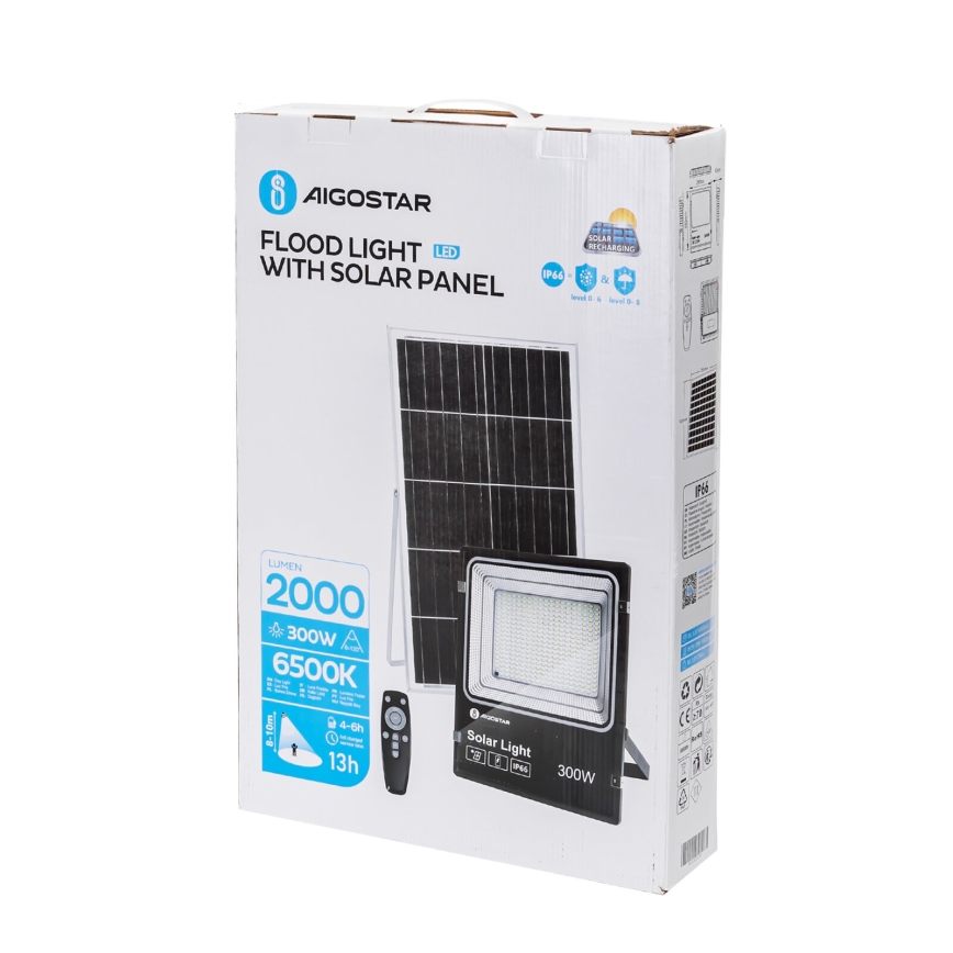 Aigostar - LED ρυθμιζόμενος ηλιακός προβολέας LED/300W/3,2V IP66 25000 mAh + τηλεχειριστήριο