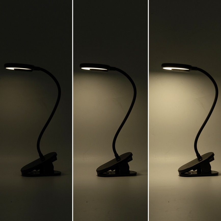 Aigostar - Ρυθμιζόμενος LED επιτραπέζιος φωτισμός με κλιπ, επαναφορτιζόμενος LED/3W/5V 1800mAh μαύρο
