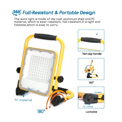 Aigostar - LED Ρυθμιζόμενος Φορτιστής Προβολέας LED/50W/5V 6500K IP65