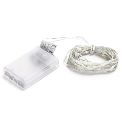 Aigostar - LED αλυσίδα 50xLED/3xAA 5,3m ψυχρό λευκό