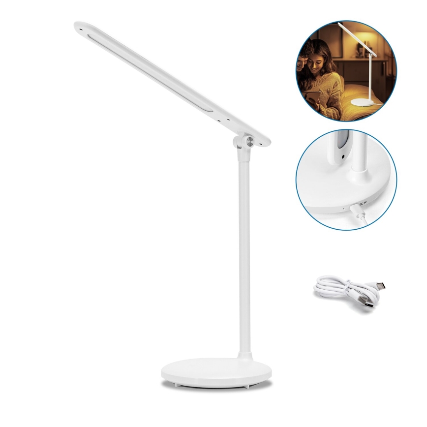 Aigostar - LED Dimmable επαναφορτιζόμενο επιτραπέζιο φωτιστικό αφής LED/3W/5V 1200mAh 3000/4000/6500K