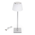Aigostar - LED Dimmable επαναφορτιζόμενο επιτραπέζιο φωτιστικό εξωτερικού χώρου LED/4W/5V 3600mAh λευκό/ματ χρώμιο IP54