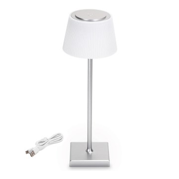 Aigostar - LED Dimmable επαναφορτιζόμενο επιτραπέζιο φωτιστικό εξωτερικού χώρου LED/4W/5V 3600mAh λευκό/ματ χρώμιο IP54