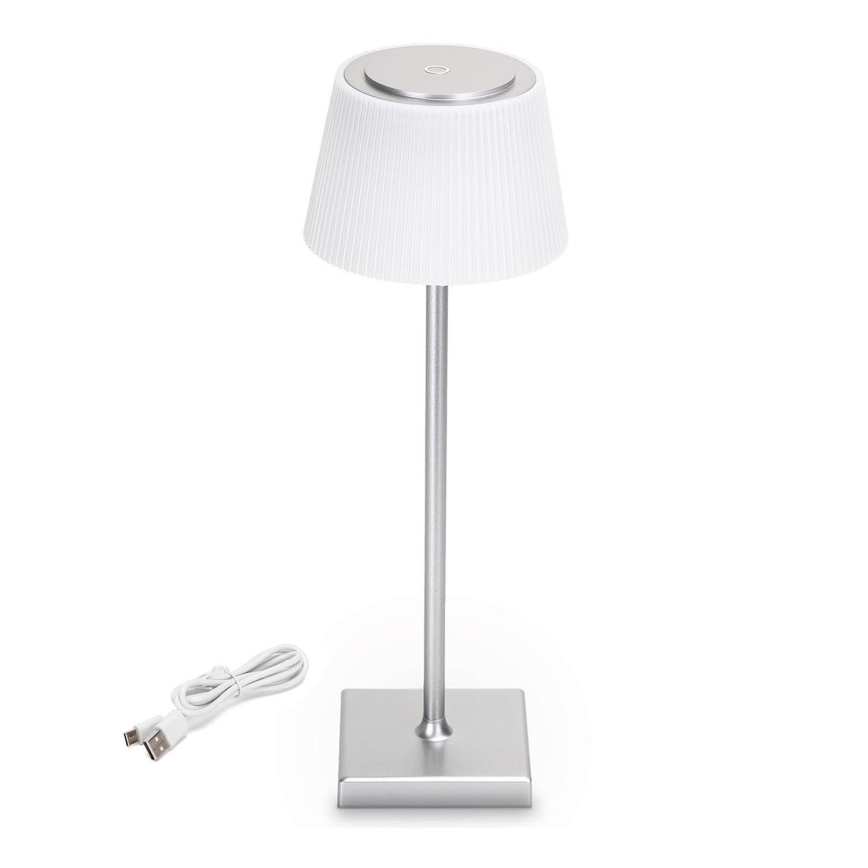 Aigostar - LED Dimmable επαναφορτιζόμενο επιτραπέζιο φωτιστικό εξωτερικού χώρου LED/4W/5V 3600mAh λευκό/ματ χρώμιο IP54