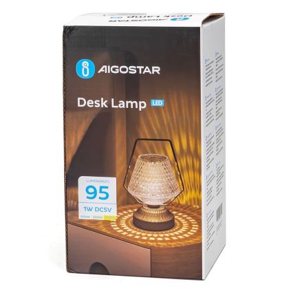 Aigostar - LED Dimmable επαναφορτιζόμενο επιτραπέζιο φωτιστικό LED/1W/5V 2700/4000/6500K 1800mAh 20 cm