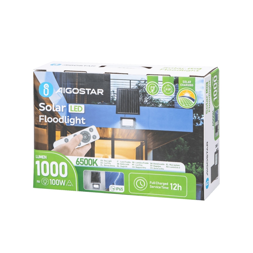 Aigostar - LED Dimmable ηλιακός προβολέας LED/100W/3,4V IP65 + τηλεχειριστήριο