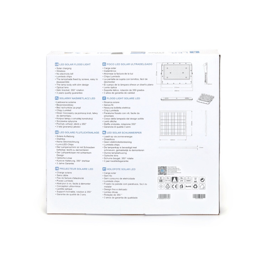 Aigostar - LED Dimmable ηλιακός προβολέας LED/200W/3,4V IP65 + τηλεχειριστήριο