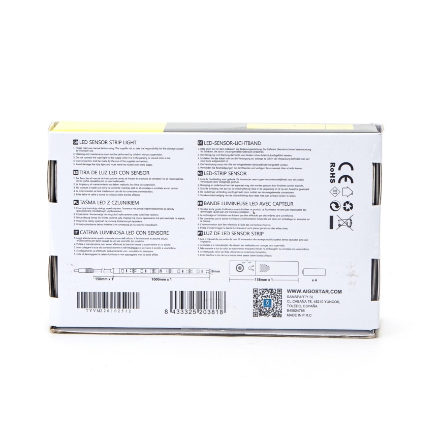 Aigostar - LED Dimmable ταινία με αισθητήρα 1μ LED/2W/4xAAA 3000K IP65
