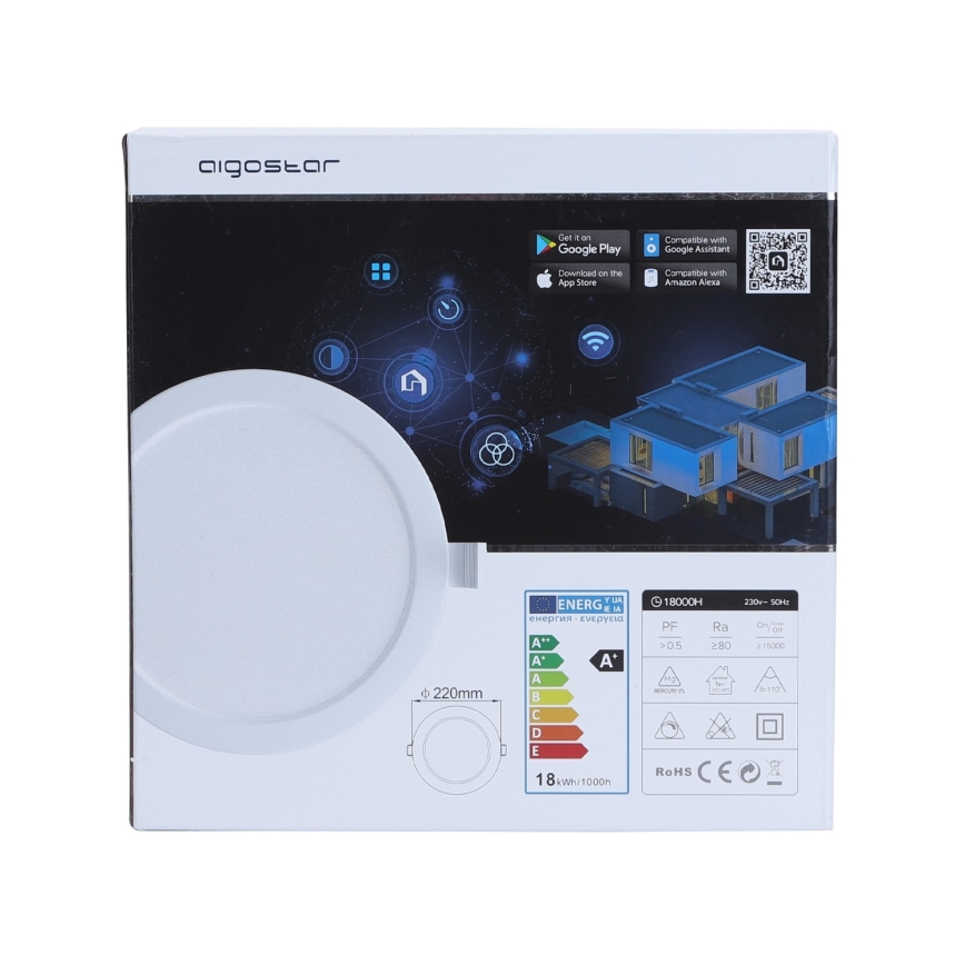 Aigostar - LED Dimmable χωνευτό φωτιστικό 18W/230V δ. 22 cm Wi-Fi