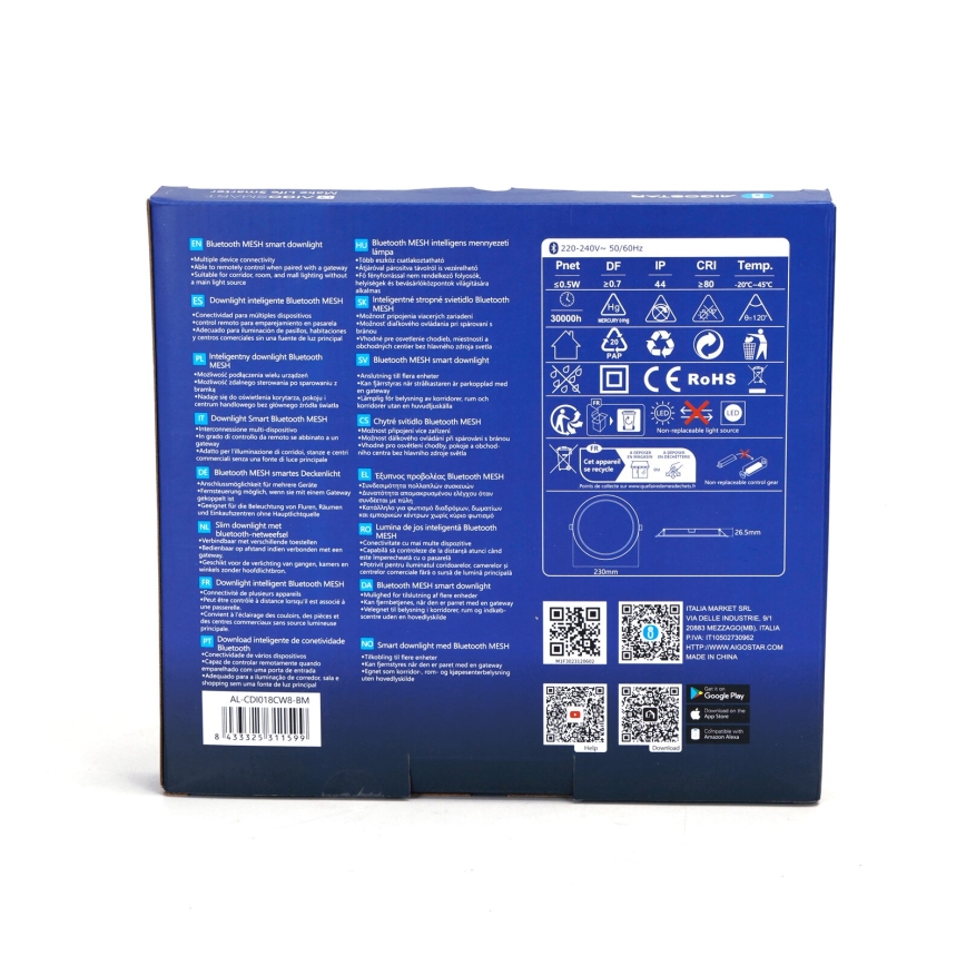 Aigostar - LED Dimmable χωνευτό φωτιστικό MESH LED/18W/230V 2700-6500K διάμετρος 23 cm