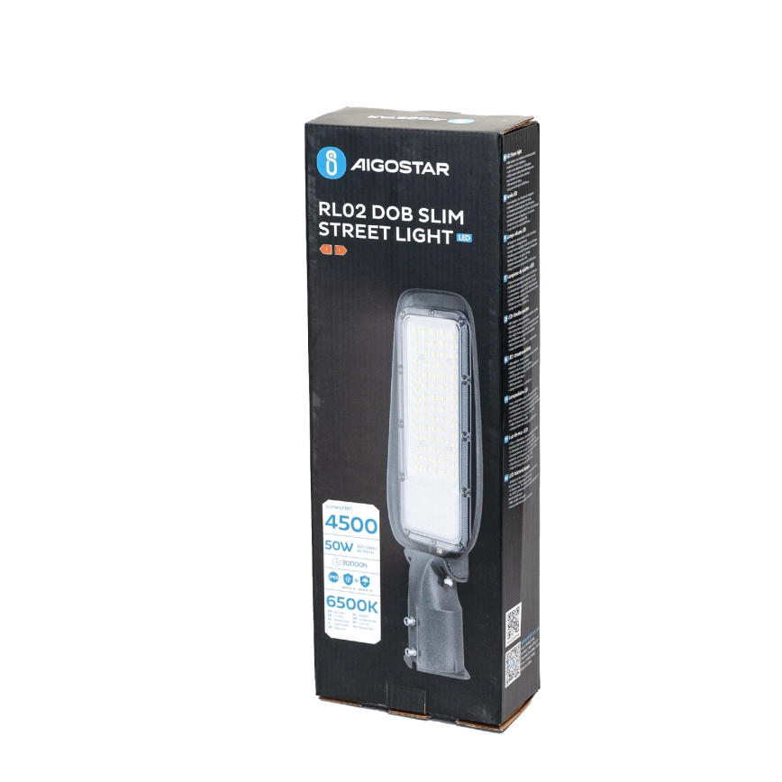 Aigostar - LED φωτιστικό δρόμου SLIM LED/50W/230V 6500K IP65