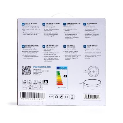 Aigostar - LED Φωτιστικό οροφής LED/12W/230V 3000K δ. 23 cm λευκό