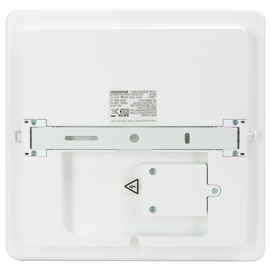 Aigostar - Ρυθμιζόμενο LED φωτιστικό οροφής μπάνιου LED/18W/230V 3000K-6500K IP54 + τηλεχειριστήριο