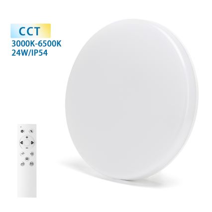 Aigostar - Ρυθμιζόμενο LED φωτιστικό οροφής για μπάνιο LED/24W/230V 3000K-6500K IP54 Ø 33 cm + τηλεχειριστήριο