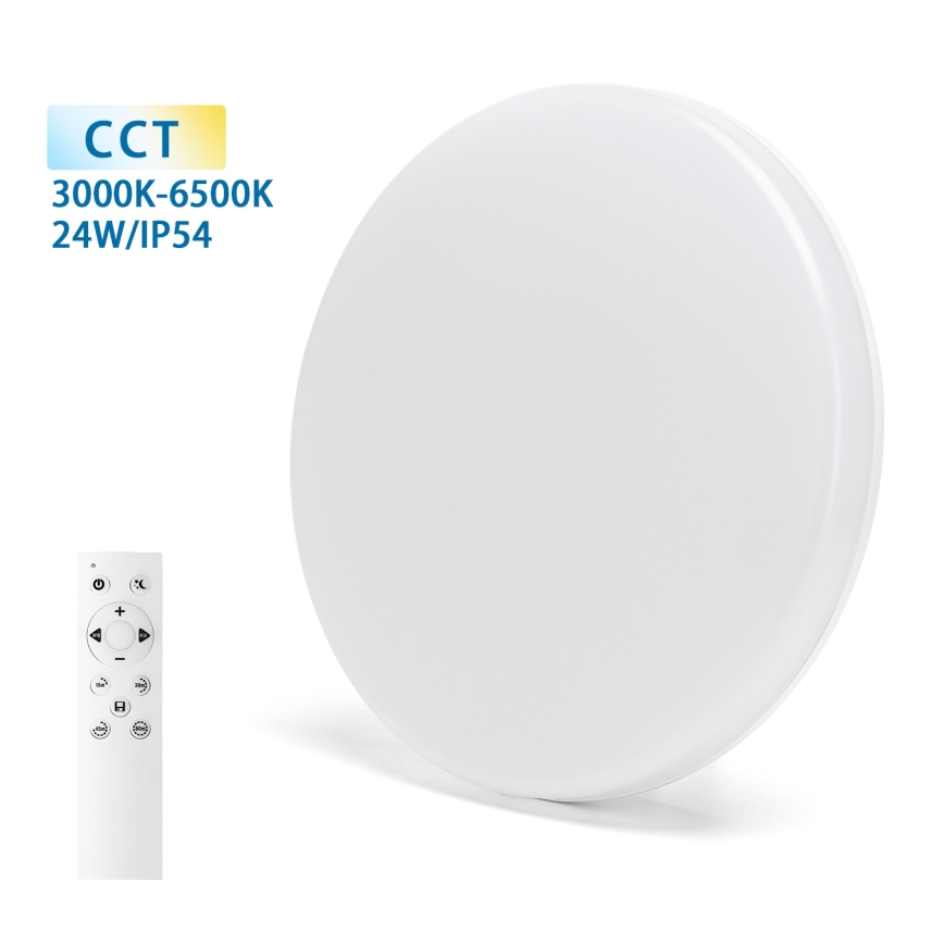 Aigostar - Ρυθμιζόμενο LED φωτιστικό οροφής για μπάνιο LED/24W/230V 3000K-6500K IP54 Ø 33 cm + τηλεχειριστήριο