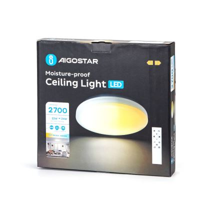Aigostar - Ρυθμιζόμενο LED φωτιστικό οροφής για μπάνιο LED/24W/230V 3000K-6500K IP54 Ø 33 cm + τηλεχειριστήριο