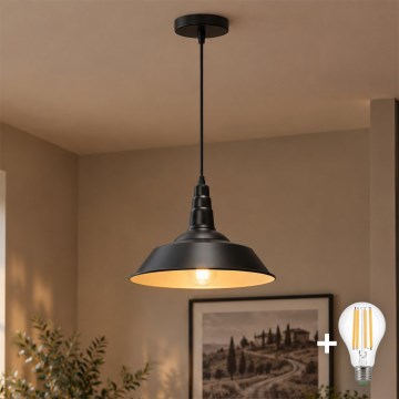 Aigostar - LED κρεμαστό φωτιστικό με καλώδιο 1xE27/60W/230V Ø 36 cm μαύρο