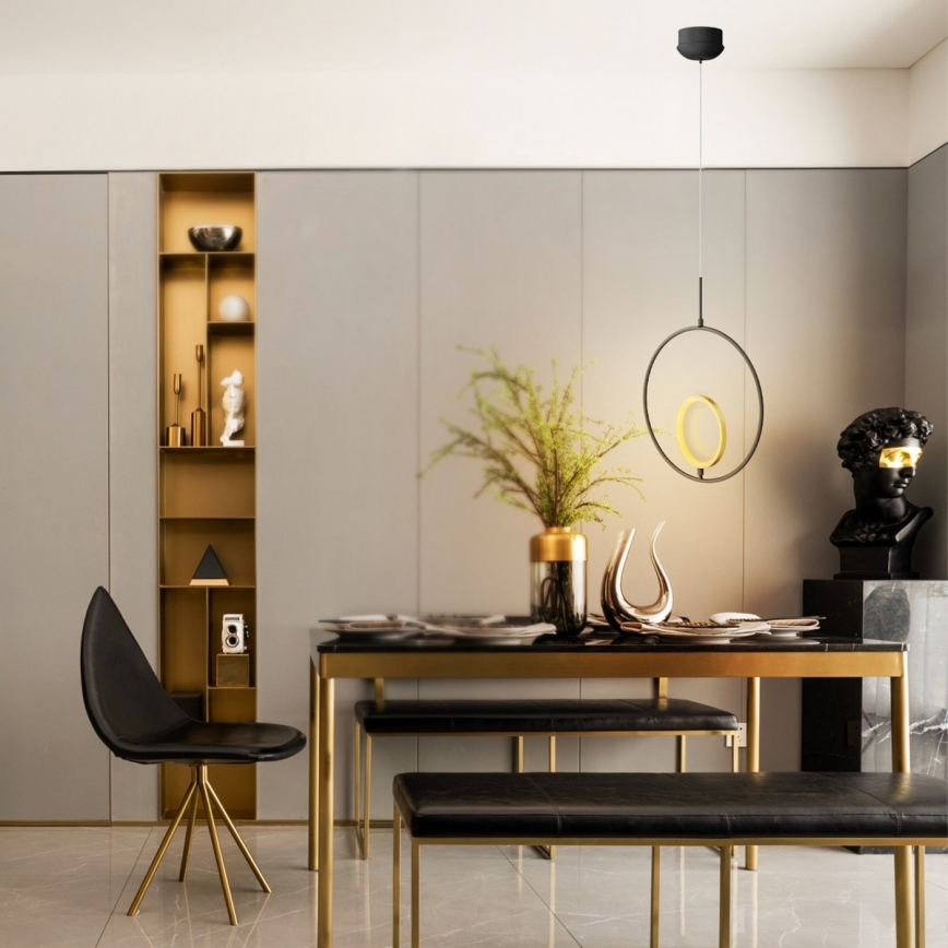 LED Κρεμαστό φωτιστικό οροφής LED/15W/230V 6500K μαύρο/χρυσαφί