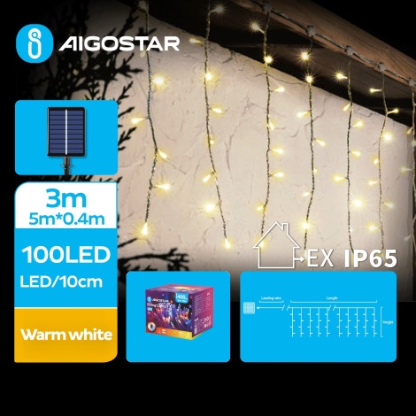 Aigostar - LED  LED Ηλιακά Χριστουγεννιάτικα λαμπάκια 100xLED/8 λειτουργίες 8x0,4m IP65 θερμό λευκό