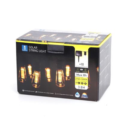Aigostar - LED Ηλιακά λαμπάκια 10xLED/3,8m IP44 θερμό λευκό