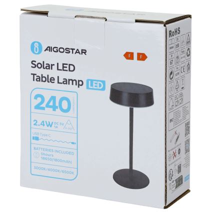 Aigostar - Ηλιακή λάμπα LED/2,4W/5V IP44 1800 mAh