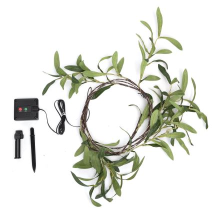 Aigostar - LED Ηλιακή σειρά 60xLED/4m IP65 300 mAh ζεστό λευκό ελιά