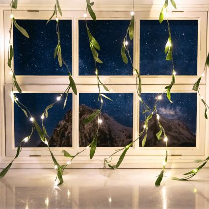 Aigostar - LED Ηλιακή γιρλάντα 70xLED/4x1m IP65 300 mAh ζεστό λευκό ελιά