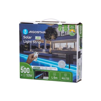 Aigostar - LED Ηλιακή ταινία Dimmable LED/5W/3,2V 5 m 6500K IP65 4000 mAh + τηλεχειριστήριο