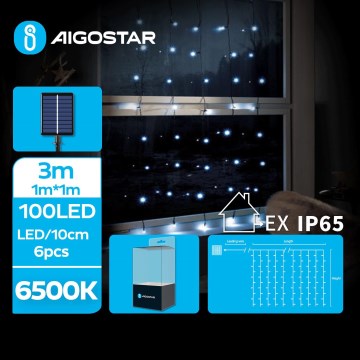 Aigostar - LED Ηλιακή  γιρλάντα 100xLED/8 λειτουργίες 4x1m 800 mAh IP65 ψυχρό λευκό