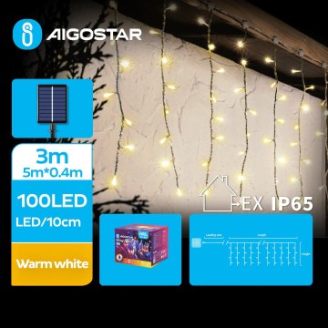 Aigostar - LED ηλιακή  γιρλάντα 100xLED/8 λειτουργίες 8x0,4m IP65 ζεστό λευκό 800 mAh