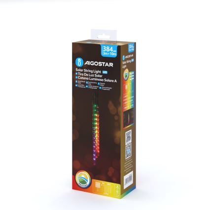 Aigostar - LED ηλιακή γιρλάντα 384xLED/13m IP65 1200 mAh πολύχρωμη
