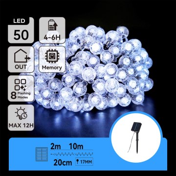 Aigostar - LED ηλιακή διακοσμητική σειρά 50xLED/8 λειτουργίες 12μ IP65 ψυχρό λευκό 800 mAh